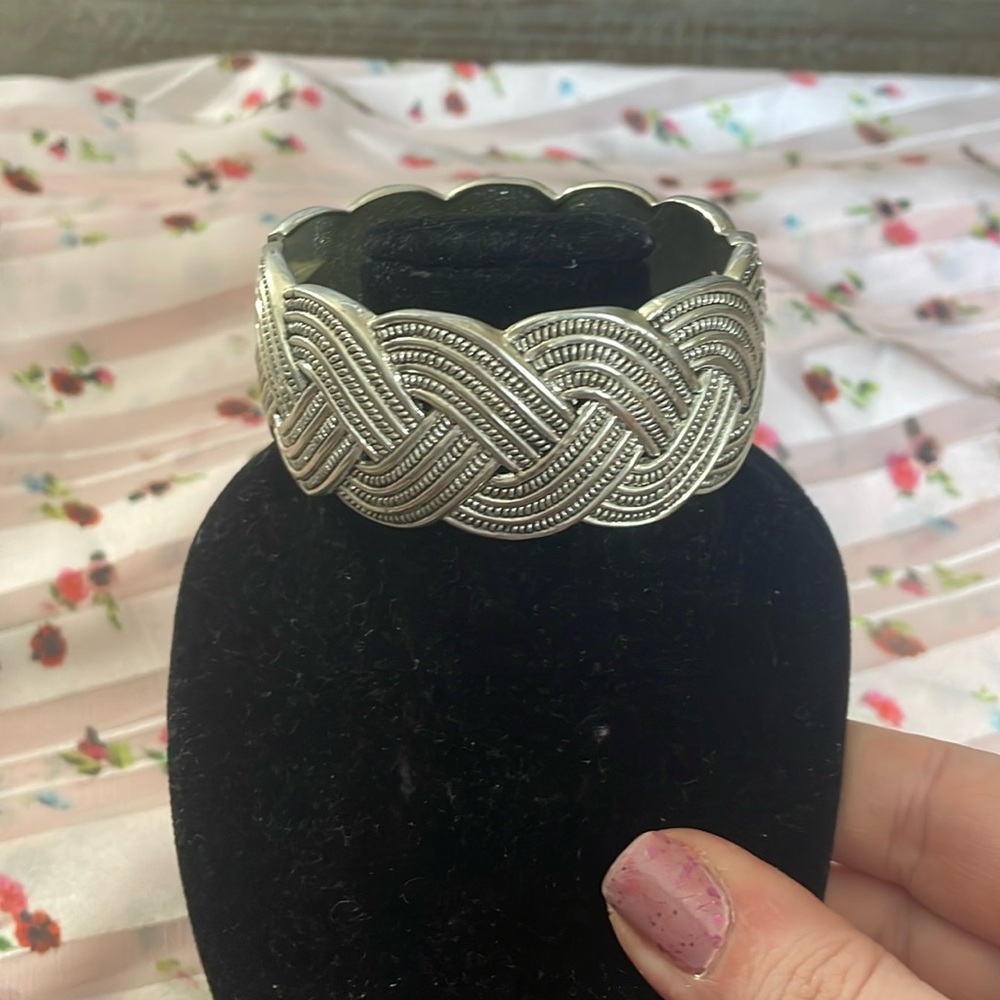 Vintage Silver-Tone Braided Cuff